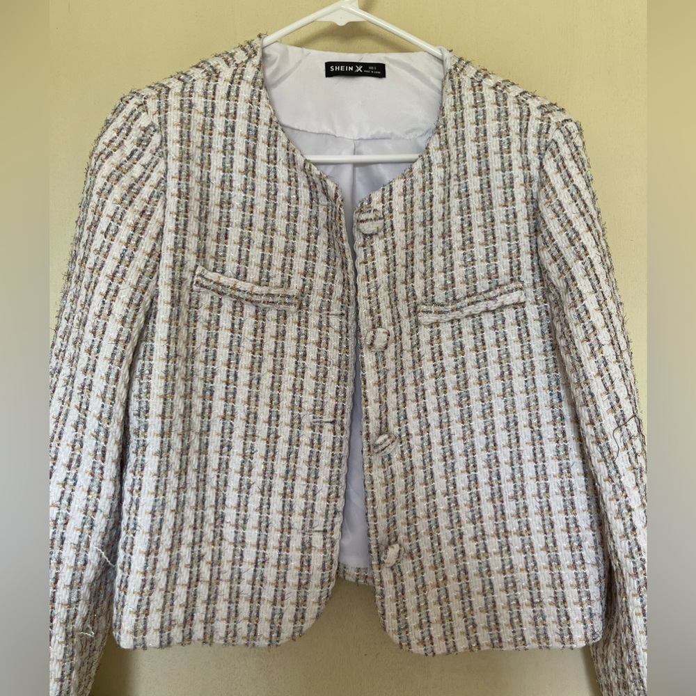 Tweed white blazer